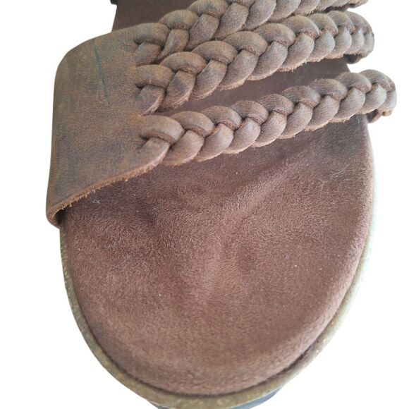 White Mountain Chantilly Comfort Slides Braided Nubuck Straps Brown 9 Sandals - Picture 5 of 16